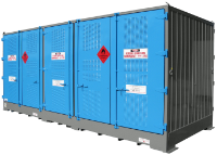 20ft Dangerous Goods Container With Storage Module - Single Level  Adjustable Mid Rack - Storemasta